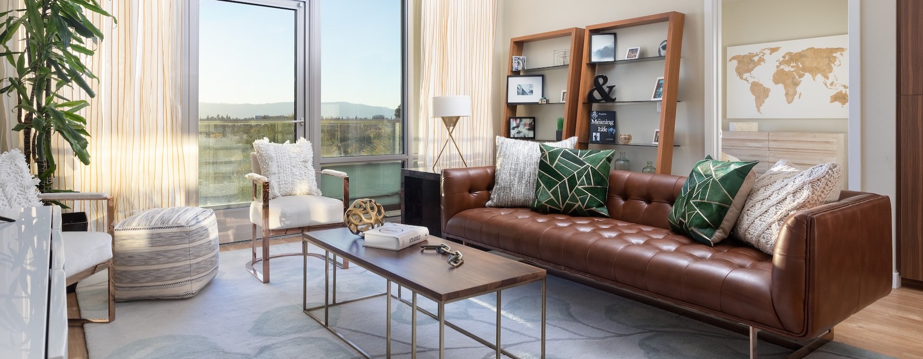 a living room with a couch and a coffee table