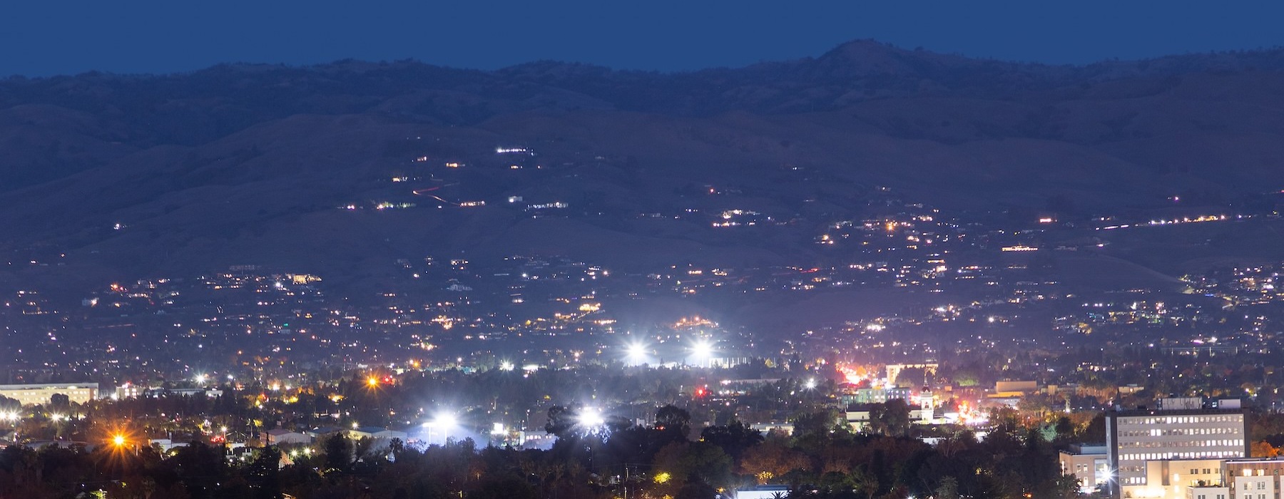 a city with lights at night