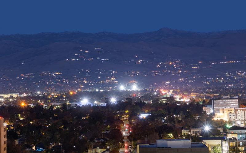 a city with lights at night
